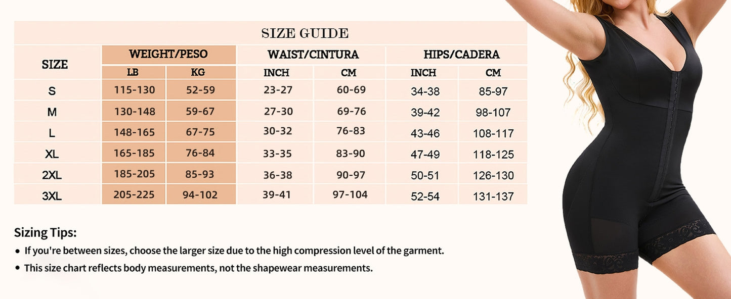Fajas Colombiana Shapewear for Women Tummy Control Post Surgery Full Body Shaper Butt Lifter with Zipper Crotch Skimsbodysuits Elegant Bodysuit Faja Shaper