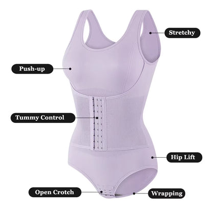2025 New Bodysuit Shapewear with Zipper Belt Women Tummy Control Fajas Body Shaper Waist Trainer Slimming Cincher Corset Tops